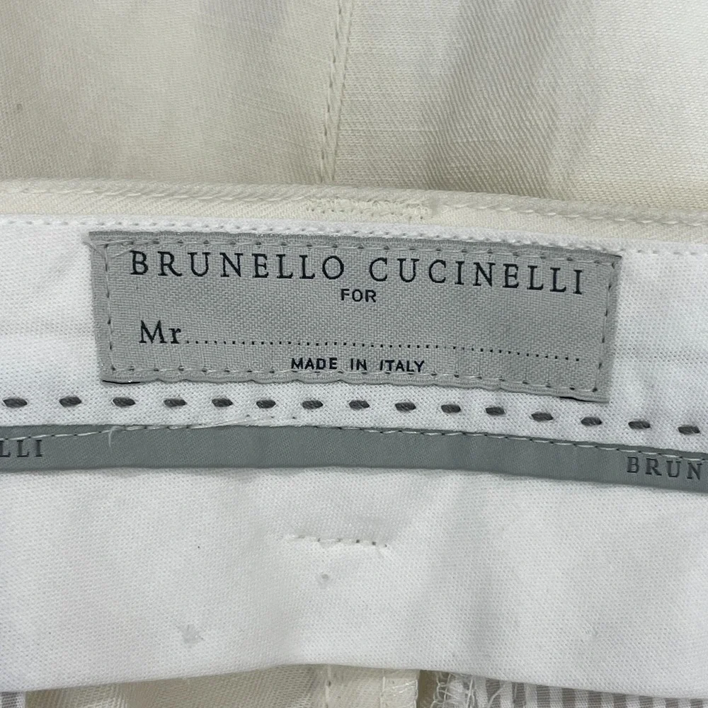 Brunello Cucinelli Men's Size 52 White Linen/ Cotton Pants Italy  Altered 40x25!